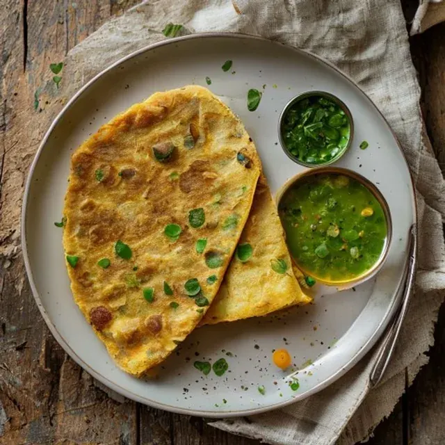 Moong Dal Chilla + Mint Chutney